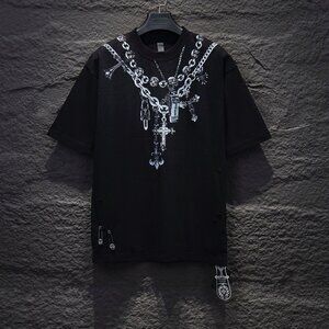 New Chrome Hearts Men's Women's Tees-Short Sleeve Black